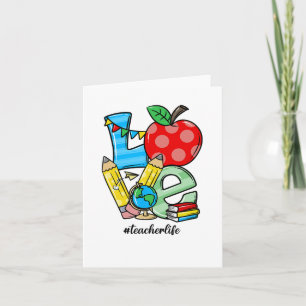 Teacher Teaching Stuff Love Apple Symbol Card