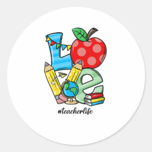 Teacher Teaching Stuff Love Apple Symbol Classic Round Sticker