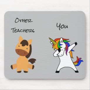 Teacher Teaching Unicorn Horse Funny Gift Mouse Mat