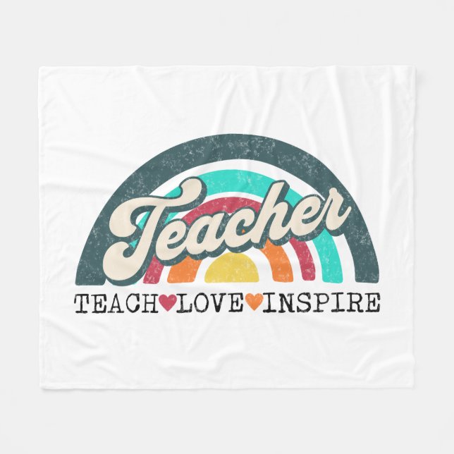 Teacher text design fleece blanket (Front (Horizontal))