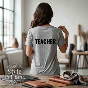 TEACHER Text Grey Tri-Blend Shirt with Back Print