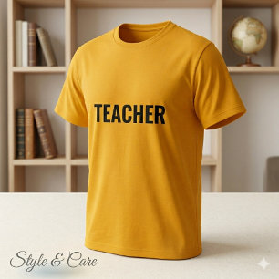 TEACHER Text Statement Gold Tee for Men
