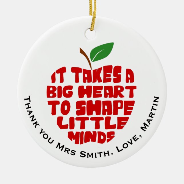 Teacher thank you apple christmas gift ceramic tree decoration (Front)