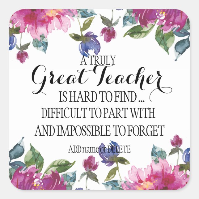 Teacher Thank you Appreciation gift Square Sticker (Front)