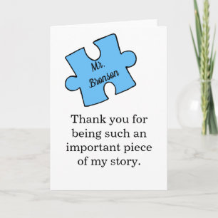 Teacher Thank you appreciation personalised name Card