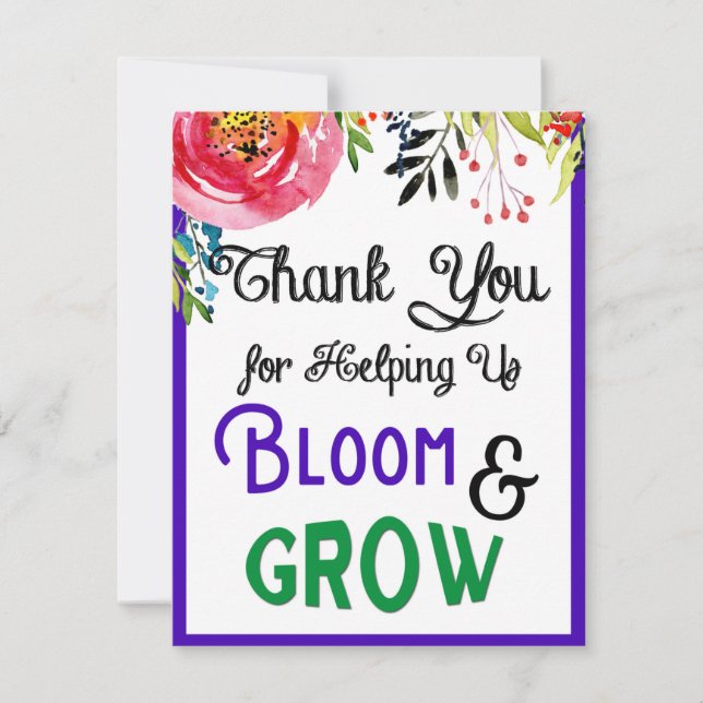 Teacher Thank You Card, Bloom & Grow Thank You Card (Front)