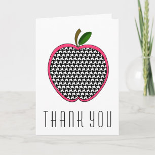 Teacher Thank You Card - Houndstooth Apple
