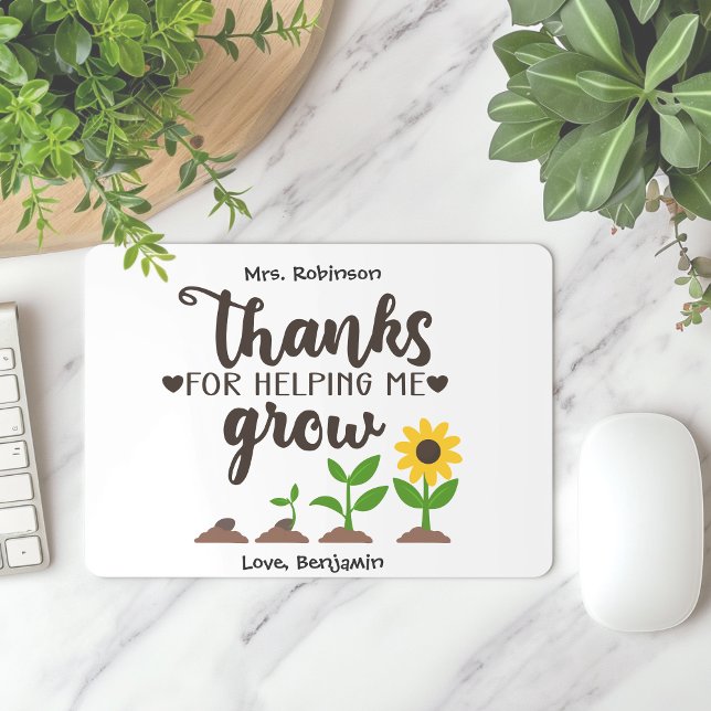 Teacher Thank You for Helping Me Grow Sunflower Mouse Mat (Creator Uploaded)