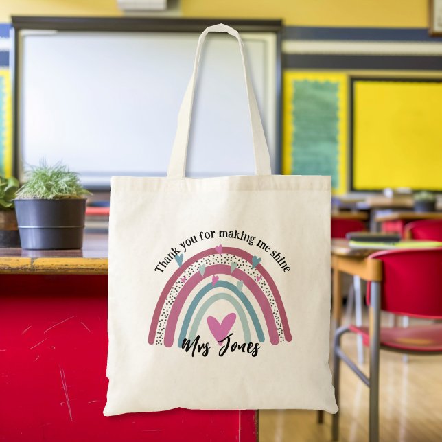 teacher thank you for making me rainbow retirement tote bag (Creator Uploaded)