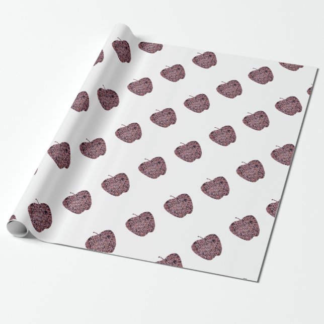 Teacher Thank You Mosaic Red Apple Appreciation Wrapping Paper (Unrolled)