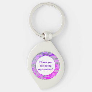 Teacher Thank You Pink Purple Tie-Dye Appreciation Key Ring