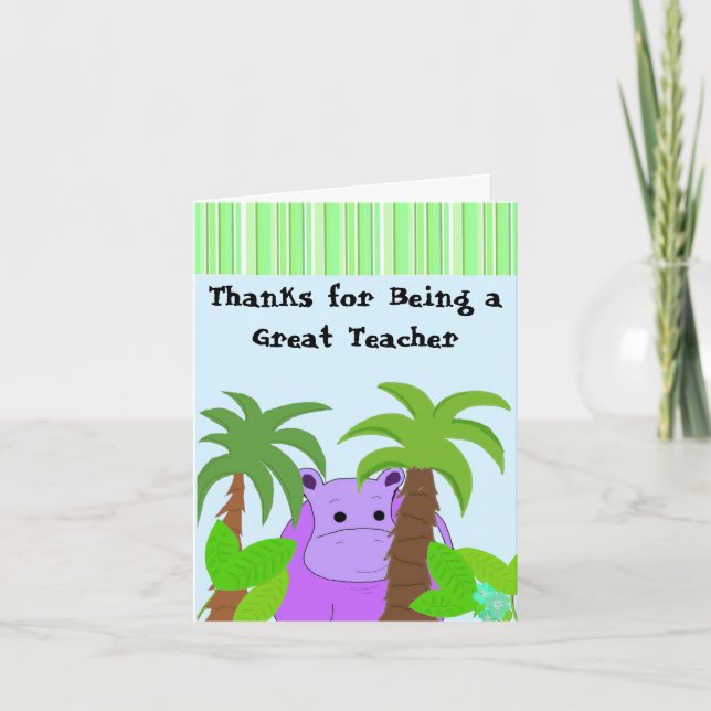 Teacher Thank You - Purple Hippo (Front)