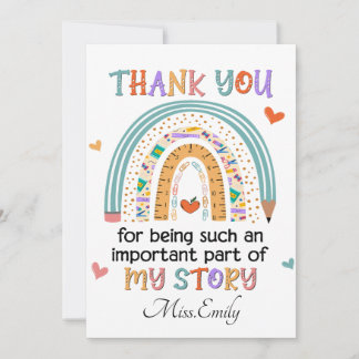 Teacher Thank You Quote Thank You Card