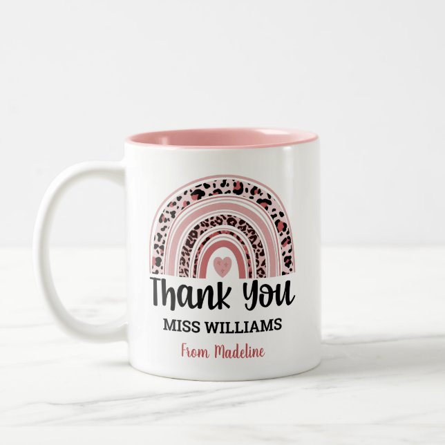 Teacher Thank You Rainbow  Two-Tone Coffee Mug (Left)