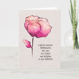 Teacher Thank You Watercolor Flower Card
