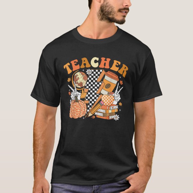 Teacher Thanksgiving Coffee Pumpkin Spice Hallowee T-Shirt (Front)