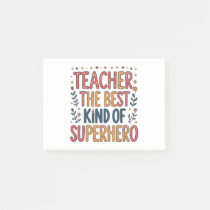 Teacher, The Best Kind of Superhero Floral Noteb Post-it Notes