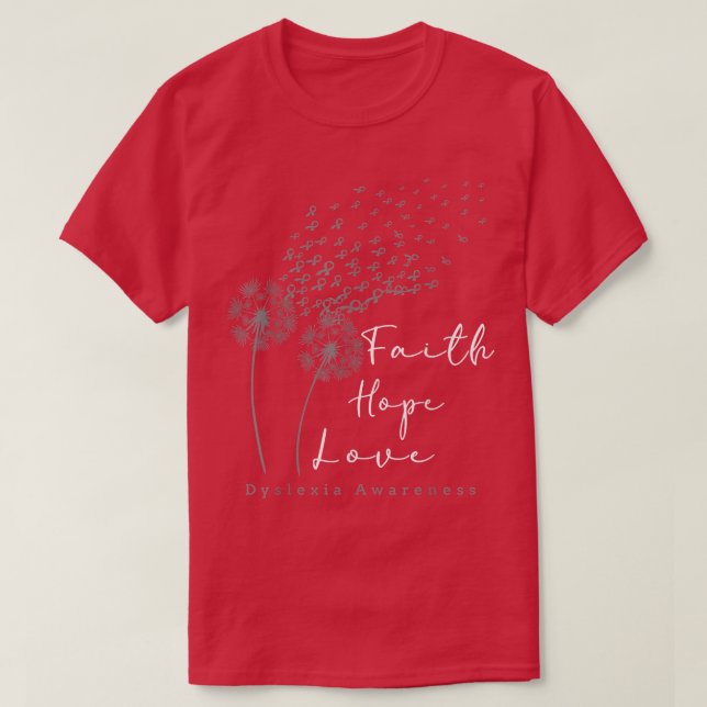 Teacher Therapist Dandelion Dyslexia Awareness  T-Shirt (Design Front)