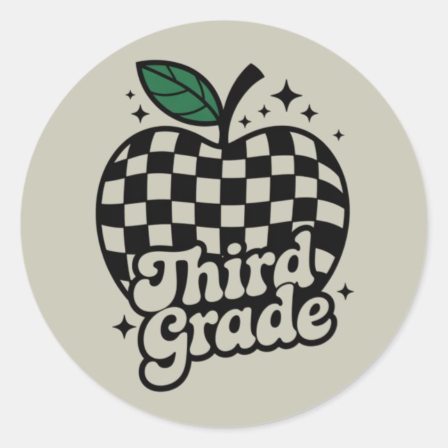 Teacher Third Grade 3rd Back to School Classic Round Sticker (Front)