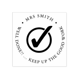 Teacher tick well done homework rubber stamp