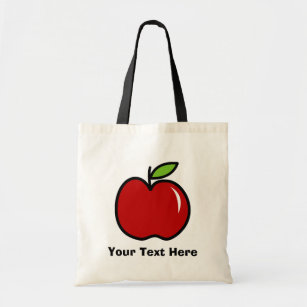 Teacher tote bag with red apple   Personalizable