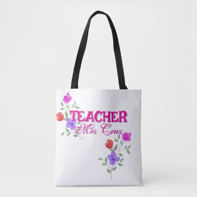Teacher Tote with Custom Name  Bag (Front)