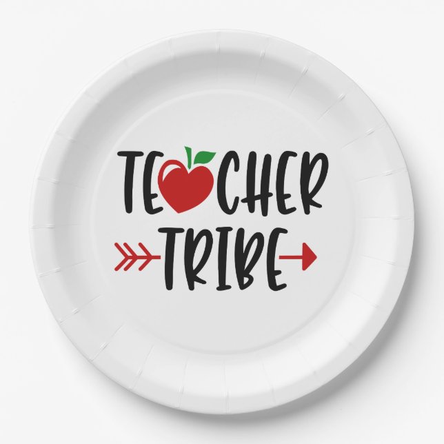 Teacher Tribe Apple And Arrow Paper Plate (Front)