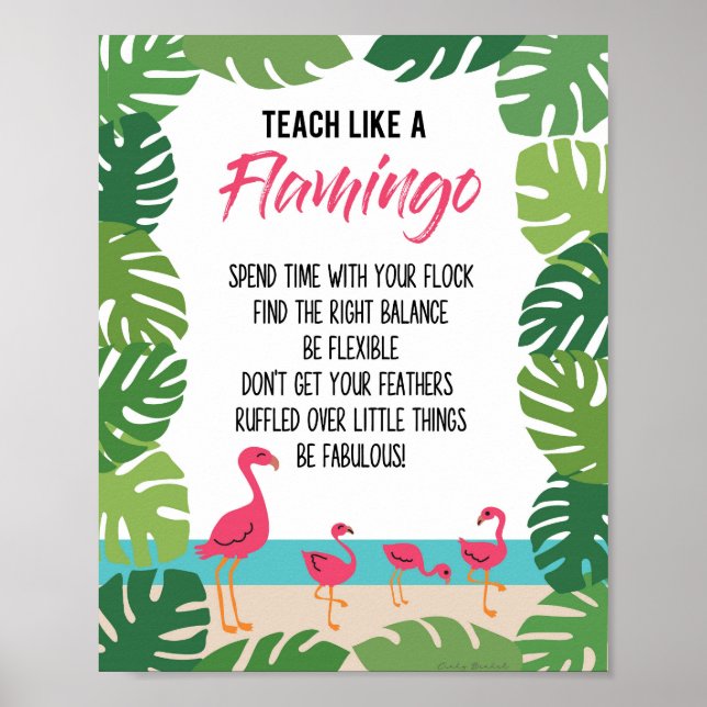 Teacher Tropical Classroom Teach Like A Flamingo Poster (Front)