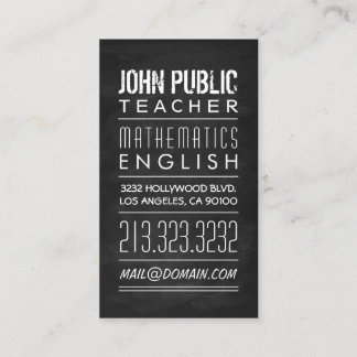 Teacher Tutor Chalkboard Business Card