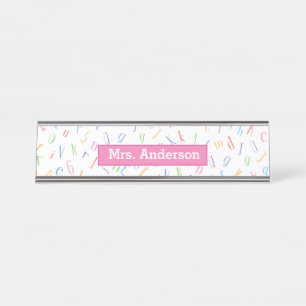 Teacher / Tutor - Cute Alphabet Pattern  Desk Name Plate