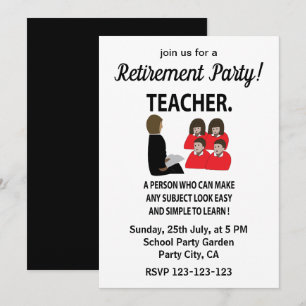 Teacher Tutor School Retirement Party Teacher Invitation