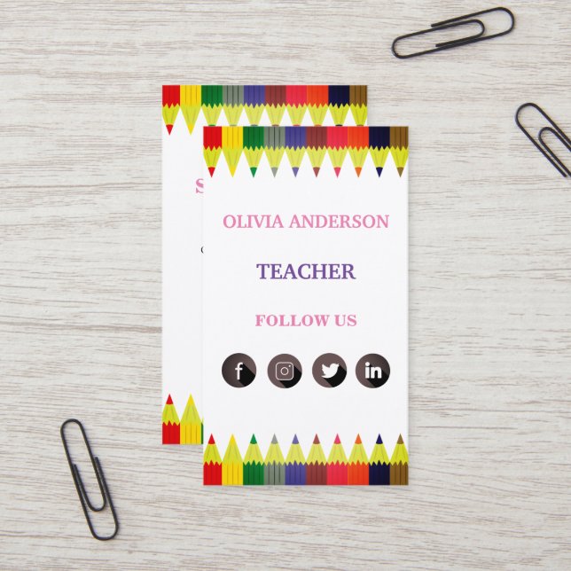 Teacher | Tutor ,Social Media QR Code  Business Card (Front/Back In Situ)