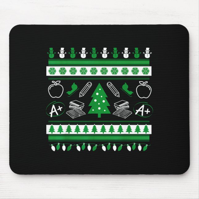 Teacher Ugly Christmas Sweater Instructor Elementa Mouse Mat (Front)