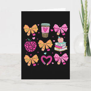 Teacher Valentine Coquette Pencil Coffee Bow Card