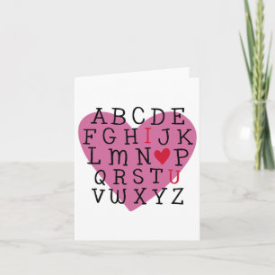Teacher Valentine I Love U Alphabet I Love You I H Card