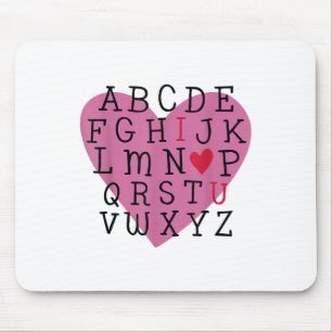 Teacher Valentine I Love U Alphabet I Love You I H Mouse Mat