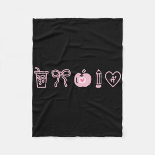 Teacher Valentines Day Coquette Hearts Iced Coffee Fleece Blanket