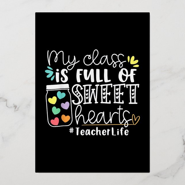 Teacher Valentines Day Foil Holiday Card (Front)