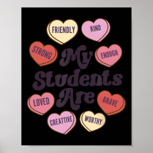 Teacher Valentines Day Positive Affirmations Heart Poster