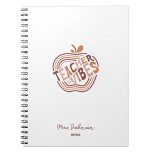 Teacher Vibes Boho Apple Personalised Appreciation Notebook