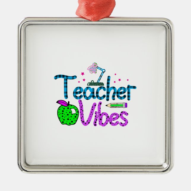 Teacher Vibes Metal Tree Decoration (Front)