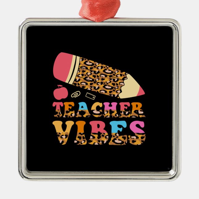 Teacher Vibes Metal Tree Decoration (Front)
