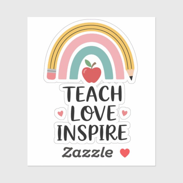 Teacher Vibrant Pencil Rainbow with Red Apple  (Sheet)