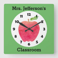 Teacher Watercolor Apple Personalised Green Class