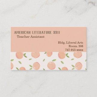 Teacher Watercolor Peach Pattern Business Card