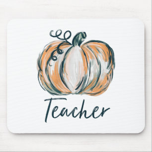 Teacher Watercolor Pumpkin Fall Thanksgiving Hallo Mouse Mat