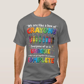 Teacher We are Like a Bo of Crayons Funny Back to T-Shirt