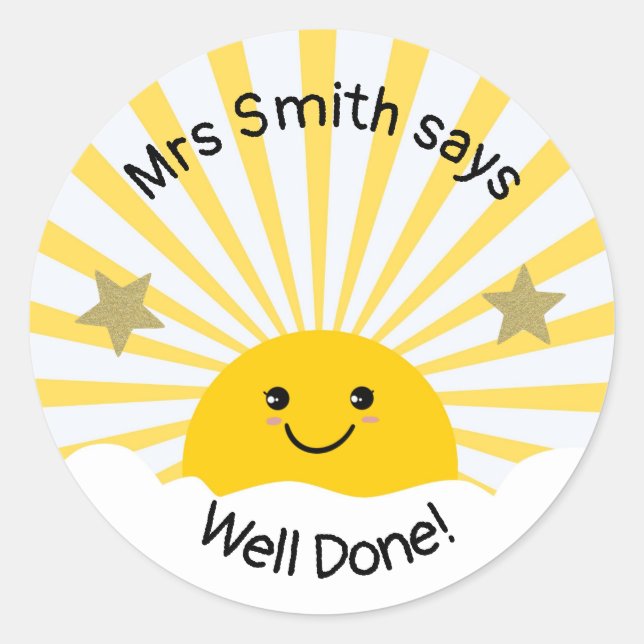 Teacher well done! classic round sticker (Front)