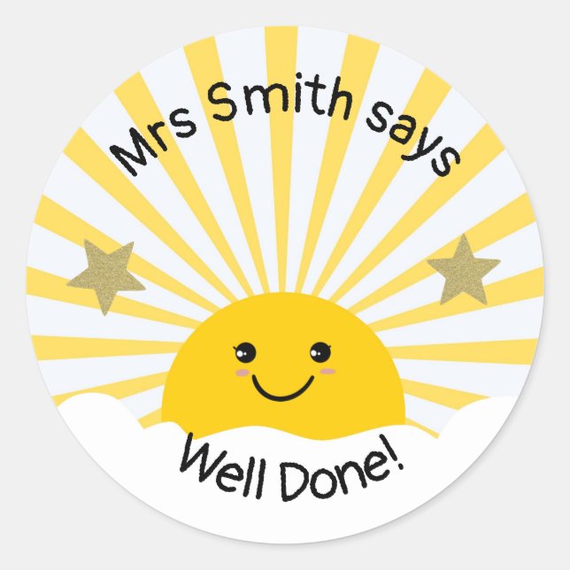Teacher well done! classic round sticker (Front)