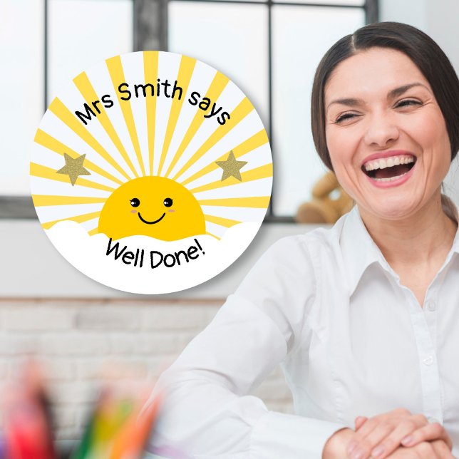 Teacher well done! classic round sticker (Creator Uploaded)
